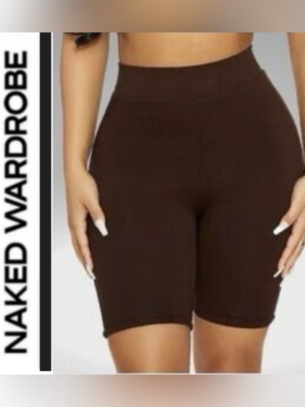 Naked Wardrobe 🤎High-Waist Brown Bike Shorts